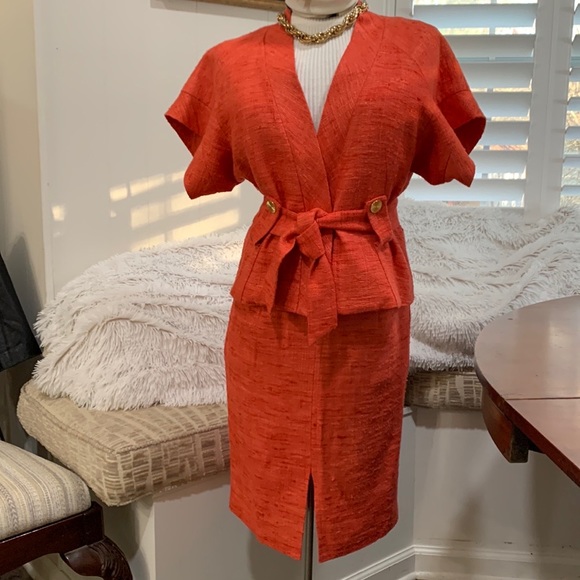 EUC Trina Turk Silk Orange Suit 4 - Picture 6 of 16